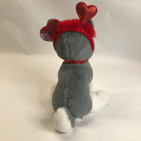 FAO Schwarz 12" Sparkles Plush Husky with Red Heart Boppers New with Tags - Picture 6 of 13